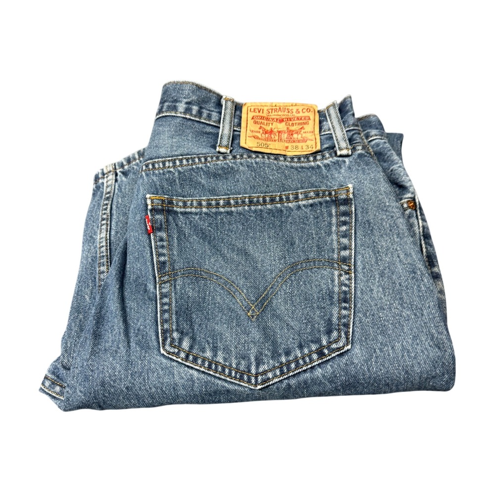 Levi's‎ 505 Jeans Mens 38x34 (37x33 ACTUAL) Straight Fit Blue Denim Classic